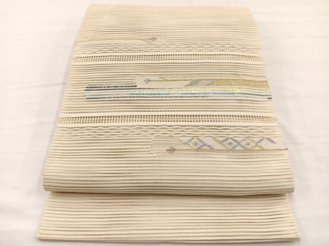 平和屋着物＊夏物　八寸名古屋帯　絽綴れ　枝葉文　金銀糸　正絹　逸品　BAAX7819hv 20,020円
