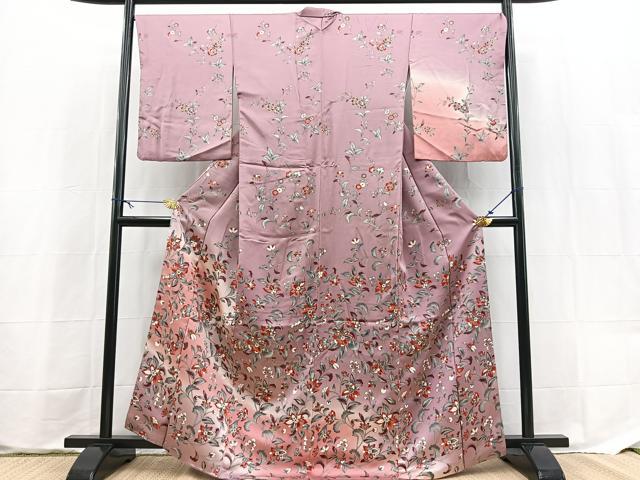 平和屋着物●訪問着　更紗花文　暈し染め　正絹　逸品　BAAX9578yc