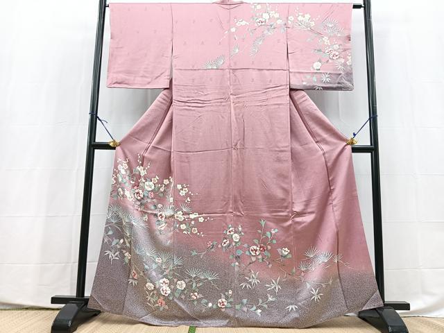 平和屋着物●訪問着　友禅　草花文　暈し染め　鈴乃屋扱い　正絹　逸品　BAAX9939yc