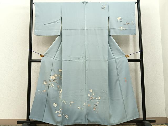 平和屋着物●京加賀友禅　百貫達雄　訪問着　枝花文　暈し染め　正絹　逸品　BAAY6048hj