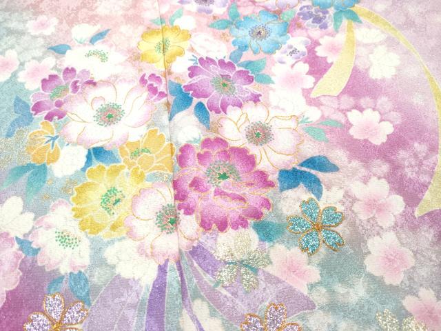 平和屋着物○豪華振袖 駒刺繍 枚花文 金通し地 京都きもの