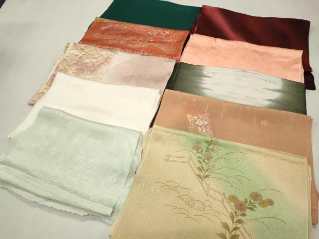 平和屋着物★和装小物　上質な帯揚げ10枚　金通し地　金銀彩　草花文　青海波　南天　未使用あり　逸品　CAAI9926qe