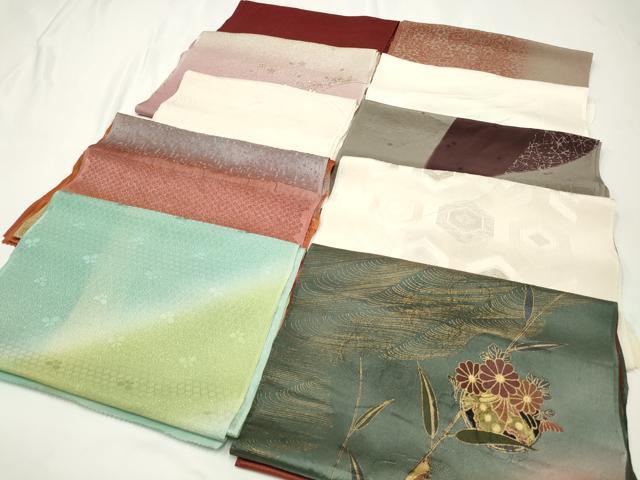 平和屋着物★和装小物　上質な帯揚げ10枚　金銀彩　金通し地　礼装用　蝶　亀甲花文　ぼかし染　金銀糸　逸品　CAAI9965qe