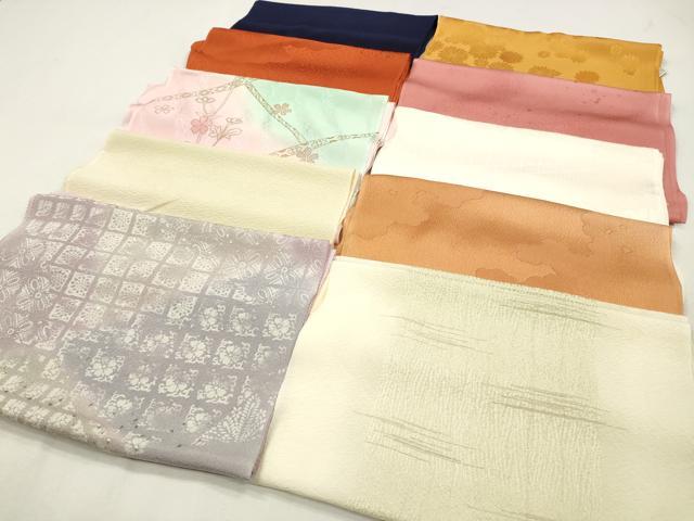 平和屋着物★和装小物　上質な帯揚げ10枚　丹後ちりめん　手描き　枝花文　ぼかし染　金糸　金彩　逸品　CAAI9970qe