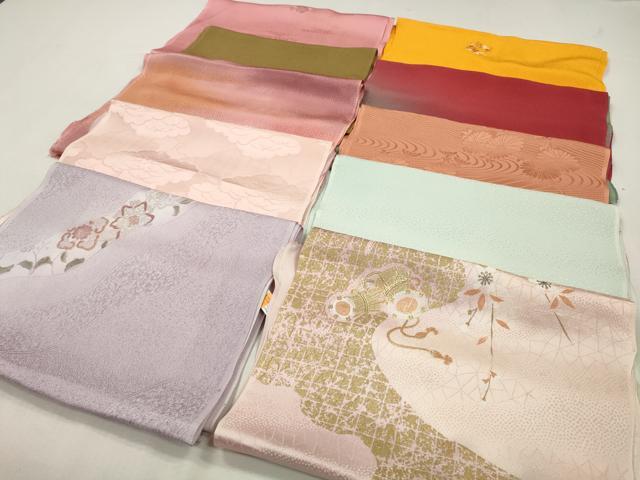 平和屋着物★和装小物　上質な帯揚げ10枚　刺繍　鼓花文　流水菊地紋　金糸　金彩　未使用あり　逸品　CAAI9974qe