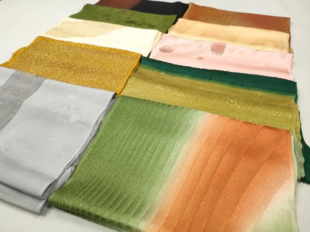 平和屋着物★和装小物　上質な帯揚げ10枚　金通し地　礼装用　箔散らし　草花文　金糸　金彩　逸品　CAAI9978qe