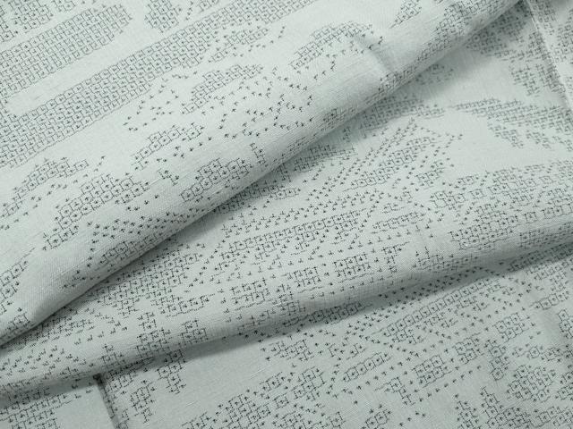 平和屋着物●結城紬　100亀甲　風景草木文　正絹　逸品　CAAK4078vf