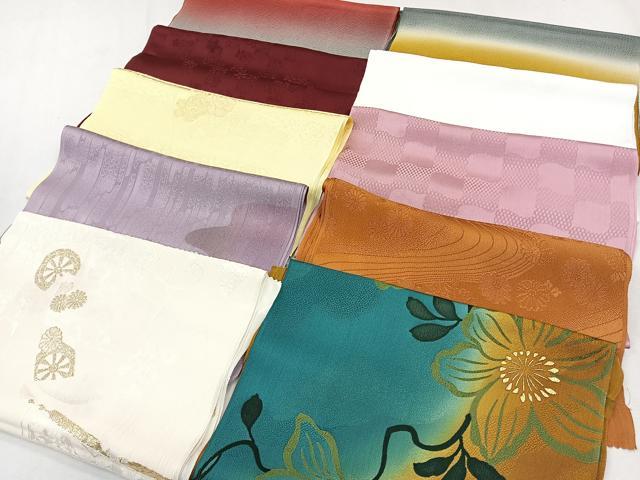 平和屋着物★和装小物　上質な帯揚げ10枚セット　枝花文　源氏車花文　ぼかし染　金糸　逸品　CAAL0424xi