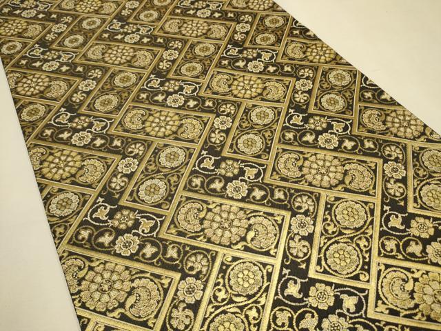 平和屋着物●西陣織　陰山織物謹製　箔屋清兵衛　全通柄袋帯　吉祥花文　金糸　正絹　逸品　CAAM5637th 平和屋着物○西陣織 陰山織物謹製 箔屋清兵衛 全通柄袋帯 吉祥花文