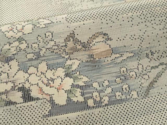 平和屋着物●本場大島紬　9マルキ　霞吉祥花鳥文　正絹　逸品　CAAR8047vf