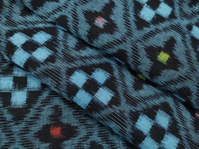 平和屋着物▽久留米絣　単衣　菱花文　綿　逸品　CAAO0315ze