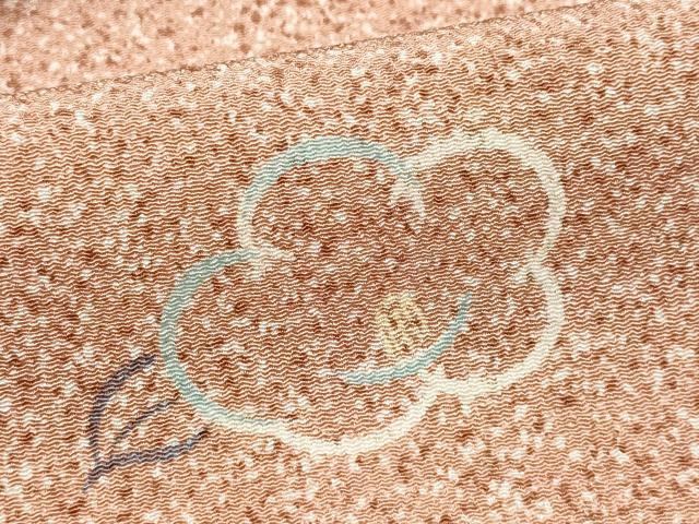 平和屋着物▽上質な小紋 単衣 椿 鬼しぼ縮緬 正絹 逸品 CAAP4386vf