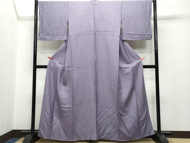 平和屋着物▽上質な色無地　単衣　南天地紋　滅紫色　正絹　逸品　CAAP4388vf 平和屋着物▽上質な色無地 単衣 南天地紋 滅紫色 正絹