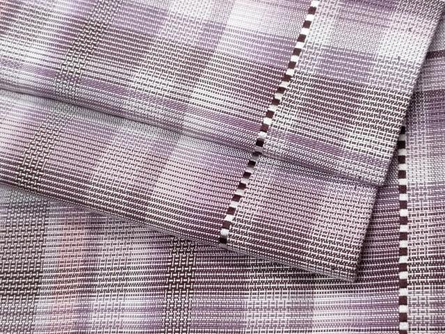 平和屋着物▽上質な紬　単衣　格子柄　正絹　逸品　CAAP4389vf