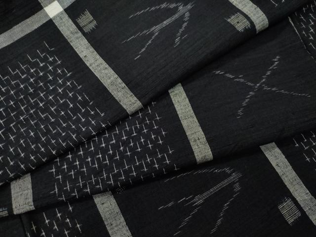 平和屋着物▽上質な紬　単衣　絣文様　正絹　逸品　CAAP4391vf