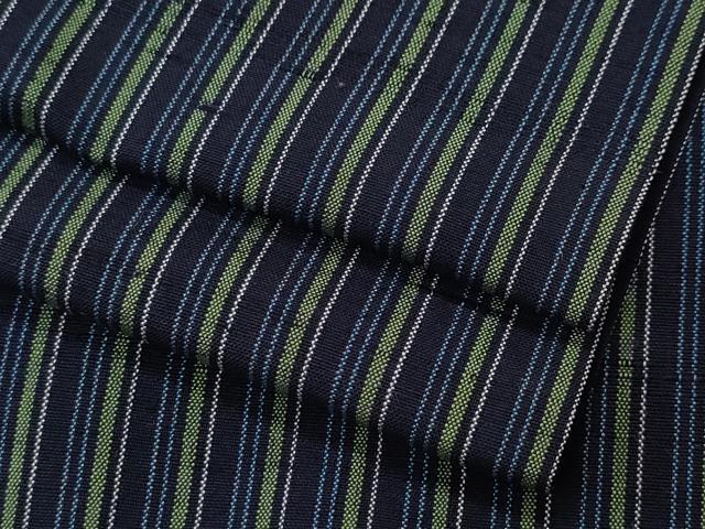 平和屋着物▽上質な紬　単衣　縞　正絹　逸品　CAAP4392vf