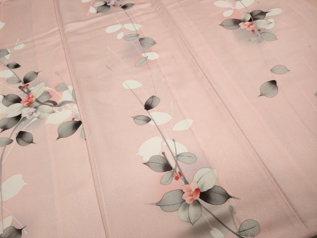 平和屋着物▽上質な小紋 単衣 手描き 枝花文 暈し染め