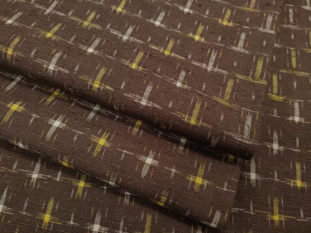 平和屋着物▽上質な紬　単衣　十字絣　正絹　逸品　CAAP5535ut