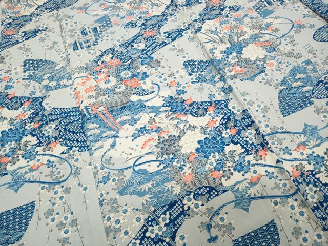 平和屋着物▽上質な小紋　単衣　道長花文　金彩　正絹　逸品　AABE5750fy 平和屋着物▽上質な小紋 単衣 霞文 正絹 逸品 AAAZ1576fy 【公式通販】