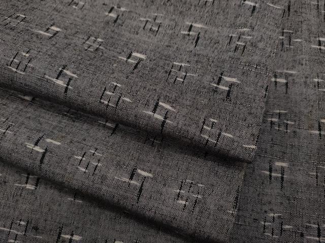 平和屋着物▽上質な紬　単衣　幾何学文様　正絹　逸品　CAAP5544ut