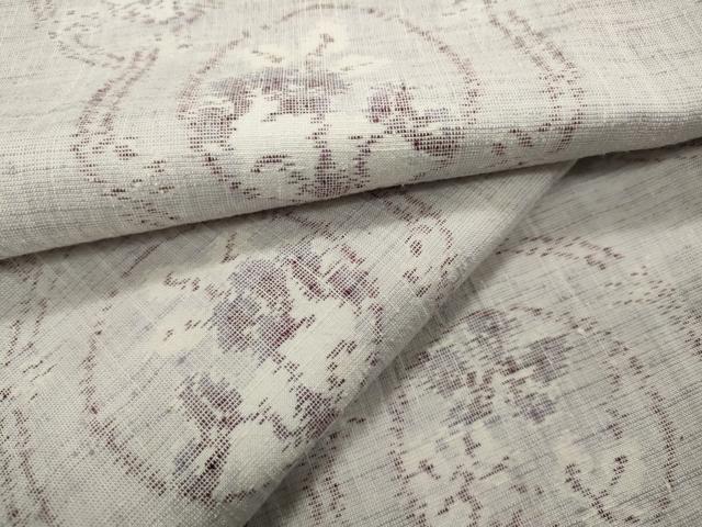 平和屋着物▽上質な紬　単衣　花丸文　正絹　逸品　CAAP5552ut