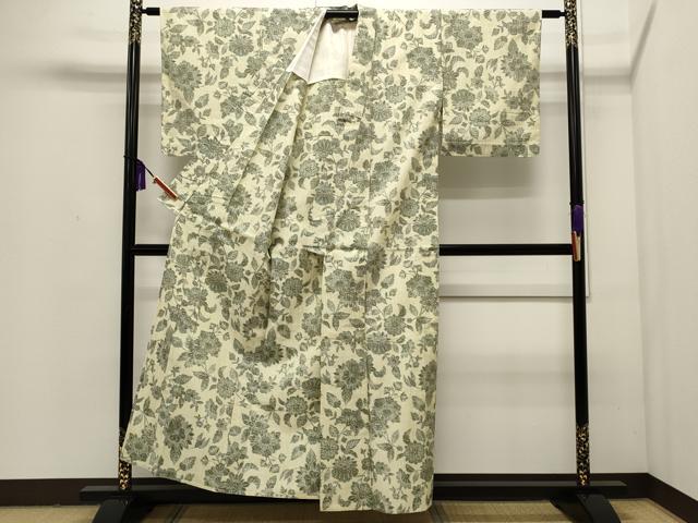 平和屋着物▽上質な紬　単衣　紗綾形吉祥文　正絹　逸品　CAAW3112ut 平和屋着物▽上質な紬 単衣 紗綾形吉祥文 正絹 逸品 CAAW3112ut