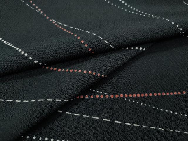 平和屋着物▽小紋　単衣　斜線文　黒地　洗える着物　CAAP5555ut