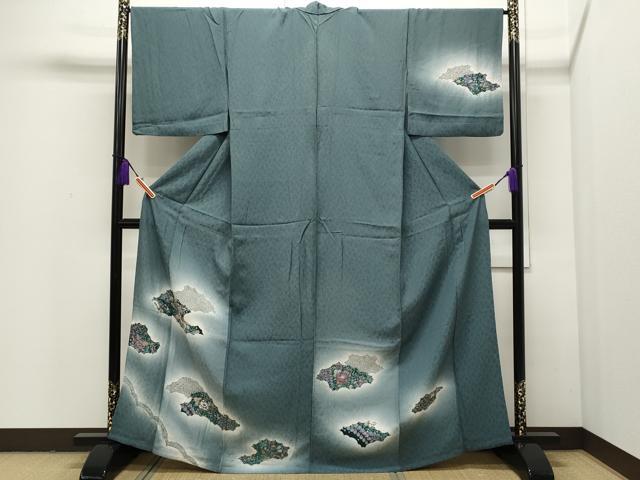 平和屋着物▽訪問着　単衣　辻が花　暈し染め　正絹　逸品　CAAP5588ut