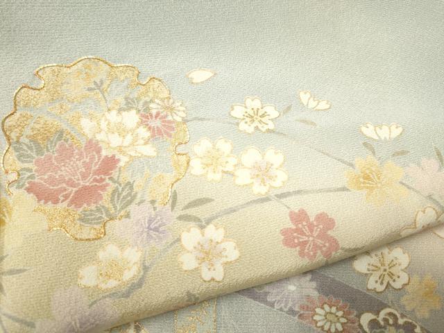 平和屋着物●訪問着　駒刺繍　鬘帯雪輪花文　暈し染め　金彩　正絹　逸品　CAAP7113hy 平和屋着物○訪問着 駒刺繍 鬘帯雪輪花文 暈し染め