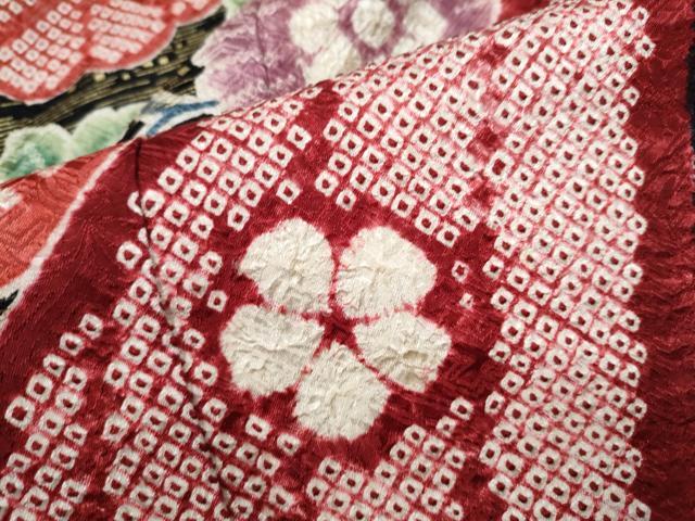 平和屋着物●豪華振袖　絞り　花唐草文　金彩　正絹　逸品　CAAP7123hy 平和屋着物○豪華振袖 絞り 花唐草文 金彩 正絹 逸品 CAAP7123hy