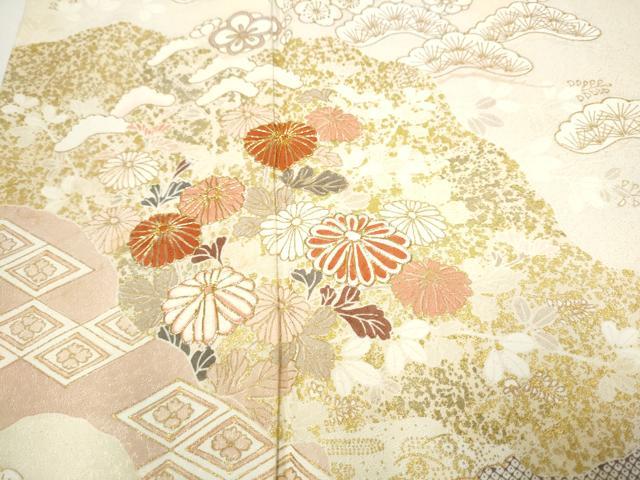 平和屋着物○訪問着 駒刺繍 雪輪草花紋 金彩 正絹 逸品 CAAP7132hy