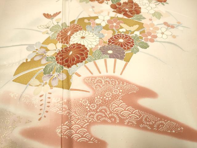 平和屋着物○創業460年・千總 訪問着 扇面流水花文 暈