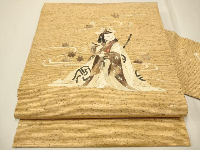 平和屋着物●蓑虫工芸作家　田尾笛秋　九寸名古屋帯　紬地　童子　正絹　逸品　CAAP7176hy