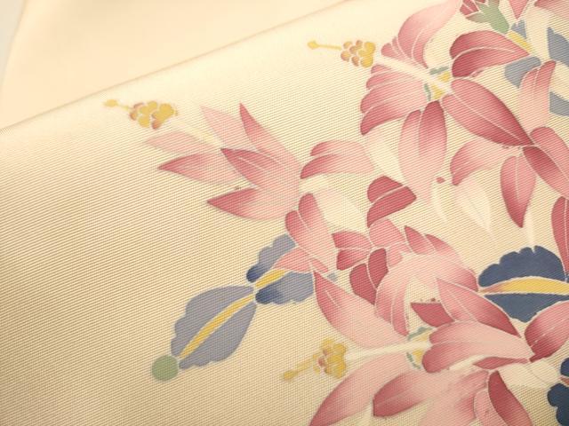 平和屋着物○塩瀬 九寸名古屋帯 作家物 草花文 正絹 逸品 CAAP7180hy