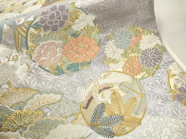 逸品 唐織 能衣唐草文 正絹六通柄袋帯 古典柄 花菱 蔓唐花 金糸 訪問着 平和屋着物◎六通柄袋帯 唐織 草花文 金銀糸 正絹 逸品