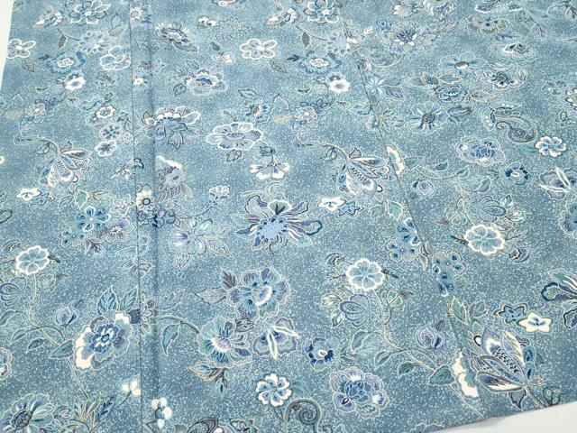 平和屋着物▽上質な小紋 単衣 更紗花蝶唐草文 金彩 正絹