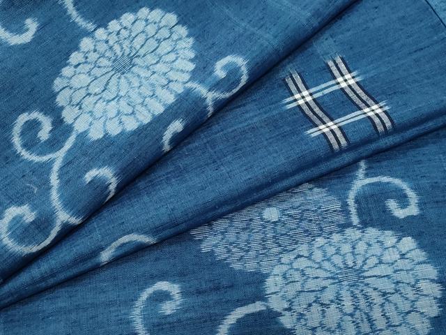 平和屋着物▽上質な紬　単衣　菊唐草文　正絹　逸品　CAAQ0009vf