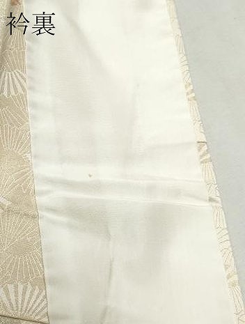 平和屋着物▽上質な小紋 単衣 舞蝶風景花文 扇面金