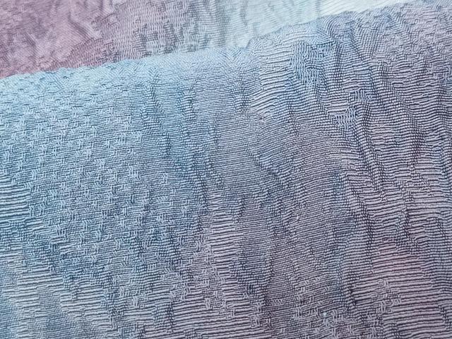 平和屋着物▽上質な小紋 単衣 ふくれ織 霞斜線文 正絹 逸品