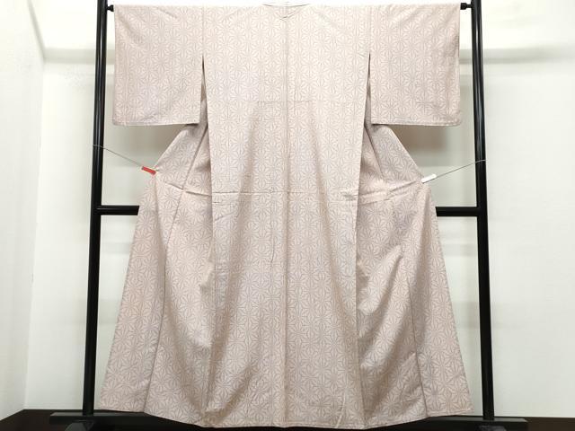 平和屋着物▽上質な紬　単衣　麻の葉文　正絹　逸品　CAAQ0026vf 平和屋着物▽上質な紬 単衣 麻の葉文 正絹 逸品 CAAQ0026vf