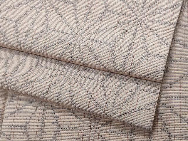 平和屋着物▽上質な紬　単衣　麻の葉文　正絹　逸品　CAAQ0026vf