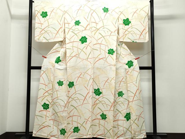 平和屋着物▽上質な小紋 単衣 絞り 草花文 正絹 逸品 CAAQ0061vf 小紋