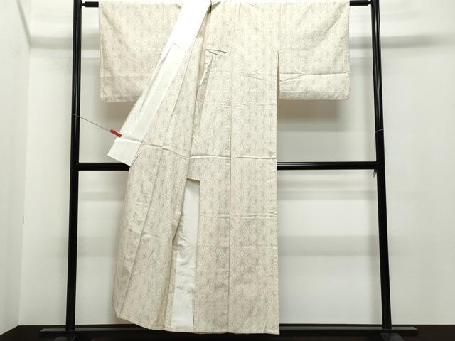 平和屋着物▽上質な紬　単衣　麻の葉文　正絹　逸品　CAAQ0064vf 平和屋着物▽上質な紬 単衣 麻の葉文 正絹 逸品 CAAQ0064vfの通販はau