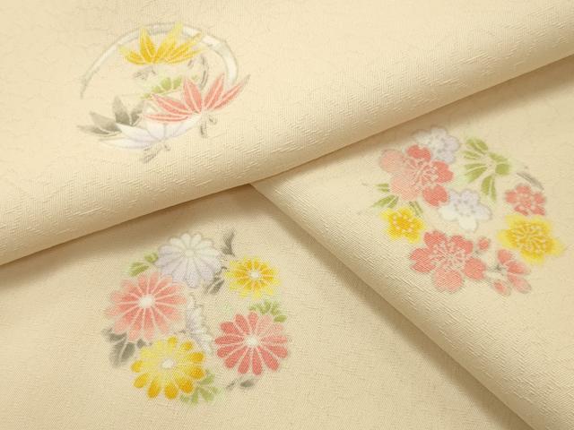 平和屋着物●上質な小紋　梅笹花丸文　正絹　逸品　CAAQ1422gh