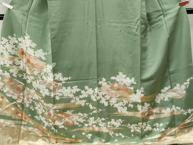 平和屋着物●訪問着　駒刺繍　鬘帯吉祥花文　金彩　正絹　逸品　未使用　CAAQ1222ycm 平和屋着物○訪問着 駒刺繍 鬘帯吉祥花文 金彩 正絹 逸品 未使用