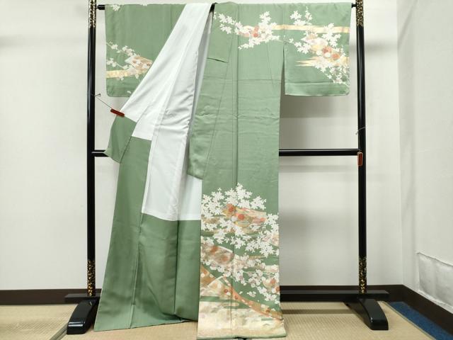 平和屋着物●訪問着　駒刺繍　鬘帯吉祥花文　金彩　正絹　逸品　未使用　CAAQ1222ycm 平和屋着物○訪問着 駒刺繍 鬘帯吉祥花文 金彩 正絹 逸品 未使用