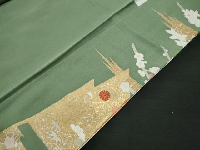 平和屋着物○訪問着 駒刺繍 鬘帯吉祥花文 金彩 正絹 逸品 未使用