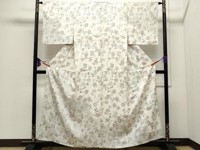 平和屋着物▽訪問着　単衣　作家物　霞枝垂れ花文　正絹　逸品　CAAQ3741ut