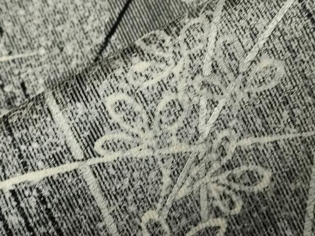 平和屋着物▽訪問着　単衣　刺繍　草花文　黒地　金銀彩　正絹　逸品　CAAQ5116dy_6