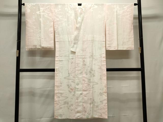 平和屋着物■長襦袢　無双仕立て　流水枝花地紋　正絹　逸品　CAAQ8725in
